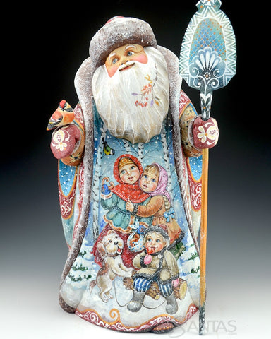 Large Scenic Santa with Children and Animals