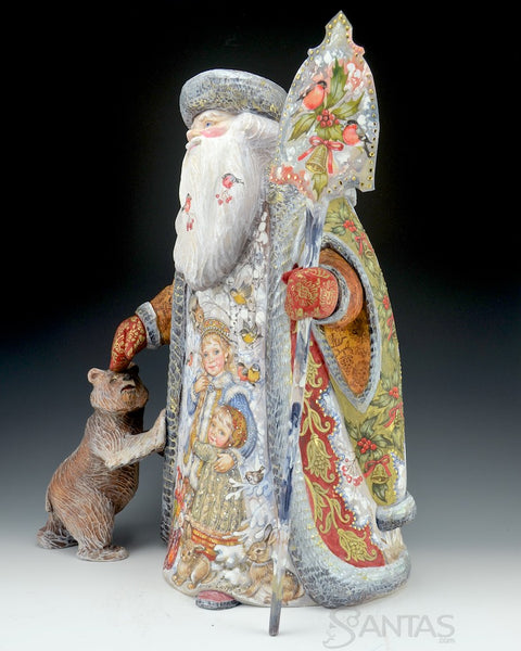 Christmas Bells Scenic Russian Santa with Bear