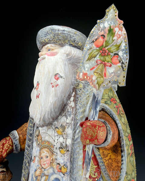 Christmas Bells Scenic Russian Santa with Bear
