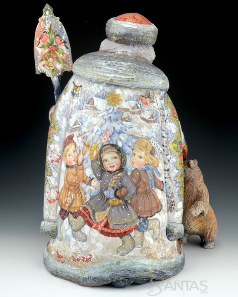 Christmas Bells Scenic Russian Santa with Bear