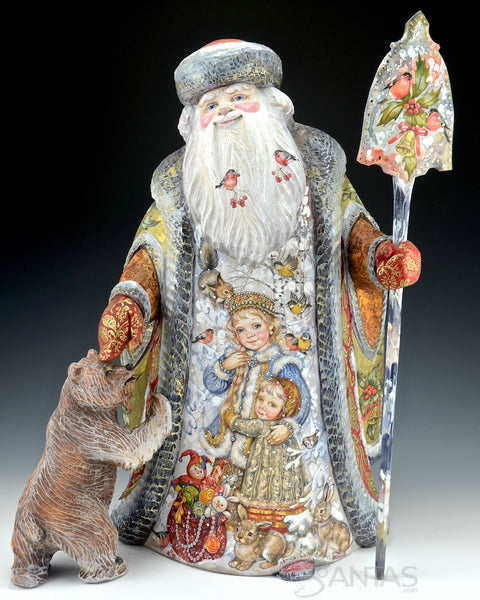 Christmas Bells Scenic Russian Santa with Bear