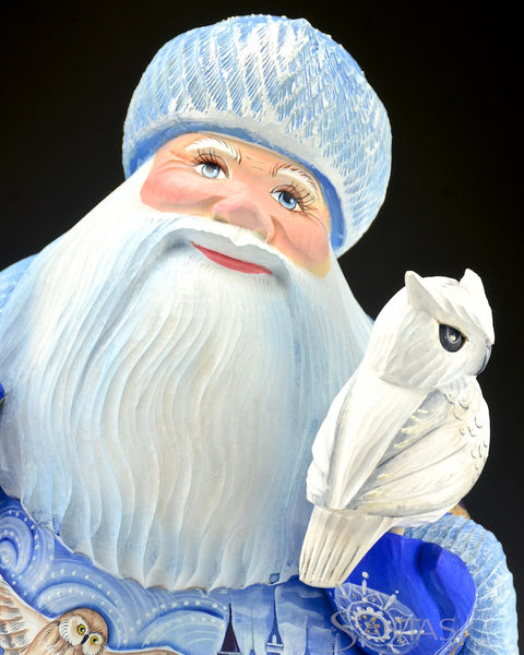 Winter Blue Arctic Santa with Polar Bear and Snow Owl