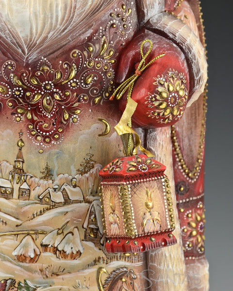 Jeweled Russian Santa with Tree and Lantern