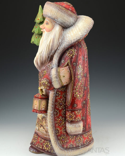 Jeweled Russian Santa with Tree and Lantern