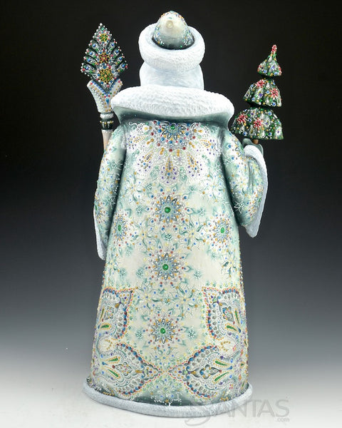 Majestic Emerald Russian Santa with Staff and Tree