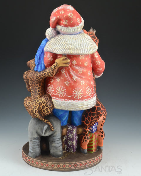 Russian Santa Carving with African Animals
