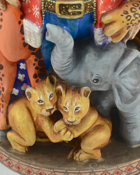 Russian Santa Carving with African Animals