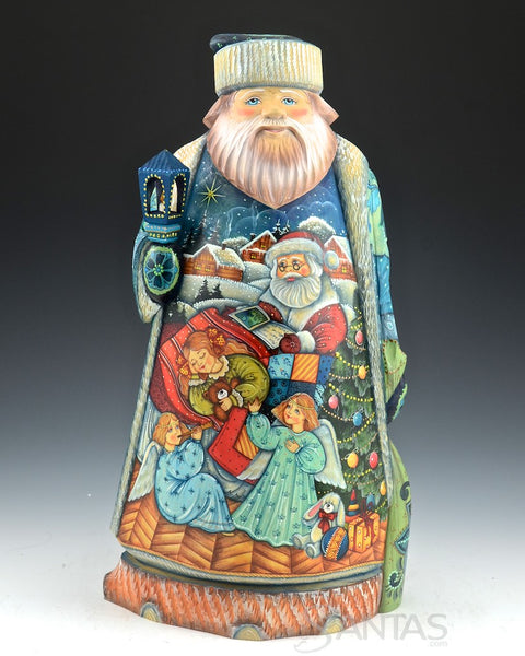Russian Santa with Vibrant Christmas Scene