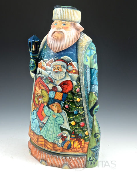 Russian Santa with Vibrant Christmas Scene