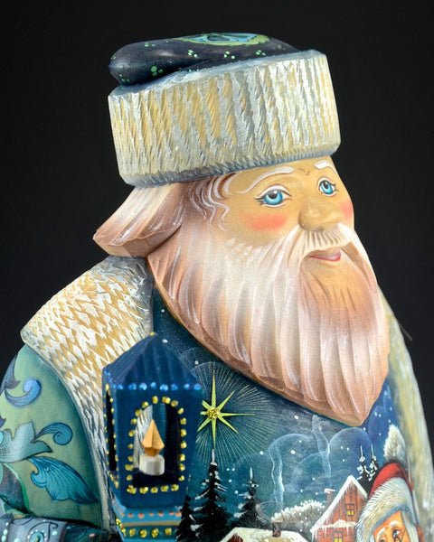 Russian Santa with Vibrant Christmas Scene