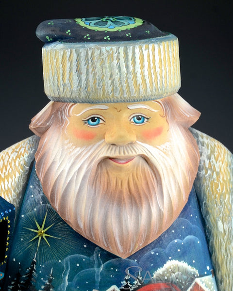 Russian Santa with Vibrant Christmas Scene