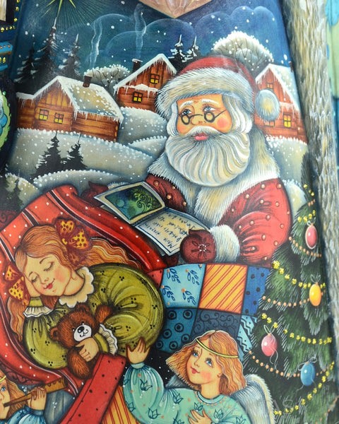Russian Santa with Vibrant Christmas Scene