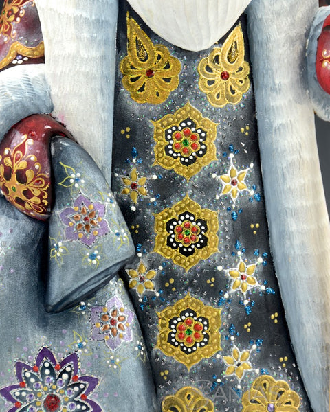 Decorative Red Russian Santa with Toybag and Staff