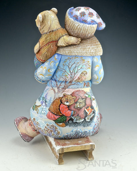 Scenic Russian Santa on Sled with Bear