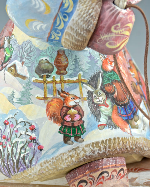 Scenic Russian Santa on Sled with Bear