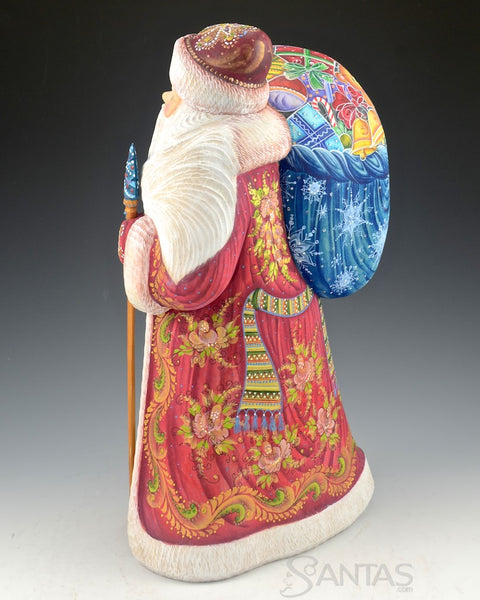Ornate Windswept Russian Santa with Toy Bag 12.5 inches