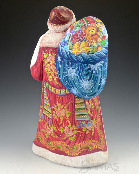 Ornate Windswept Russian Santa with Toy Bag 12.5 inches