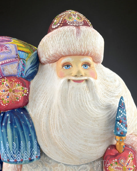 Ornate Windswept Russian Santa with Toy Bag 12.5 inches