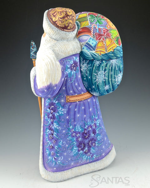 Ornate Windswept Russian Santa with Toy Bag 12.5 inches - mauve