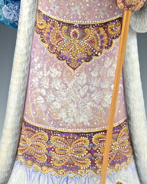 Ornate Windswept Russian Santa with Toy Bag 12.5 inches - mauve