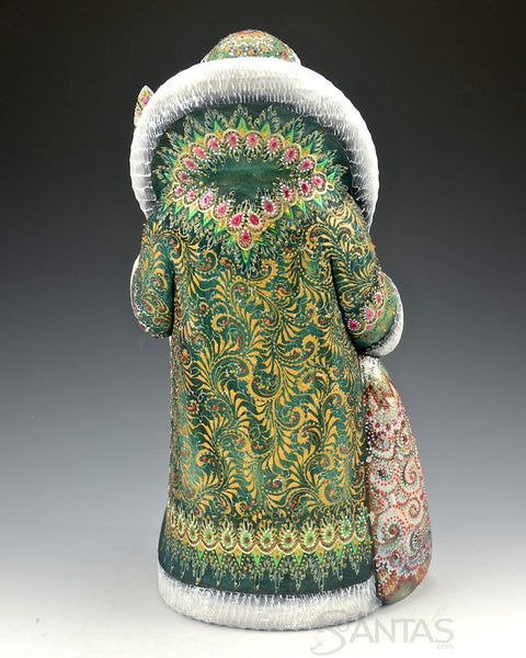 Emerald Green Ornamental Russian Santa 12.5 inches