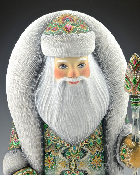 Emerald Green Ornamental Russian Santa 12.5 inches
