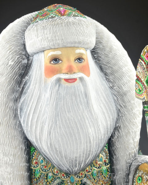 Emerald Green Ornamental Russian Santa 12.5 inches