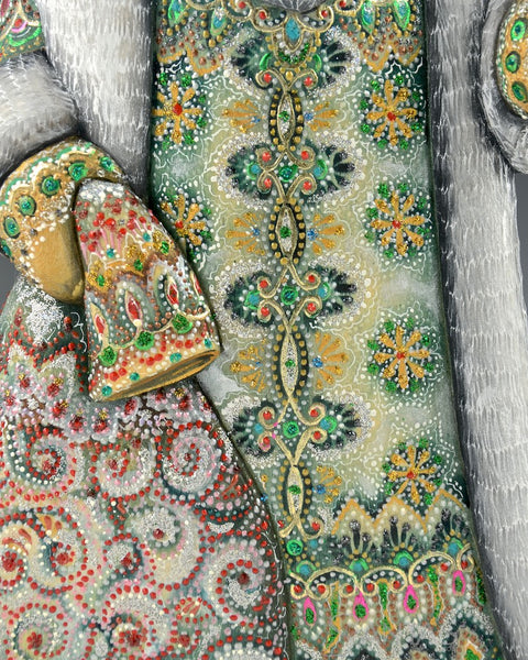 Emerald Green Ornamental Russian Santa 12.5 inches