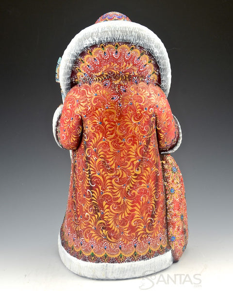 Snow Frosted Decorative and Ornamental Russian Santa 12.5 inches
