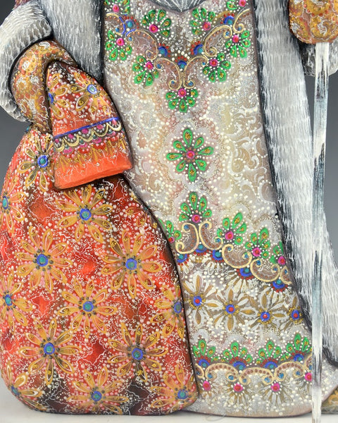 Snow Frosted Decorative and Ornamental Russian Santa 12.5 inches