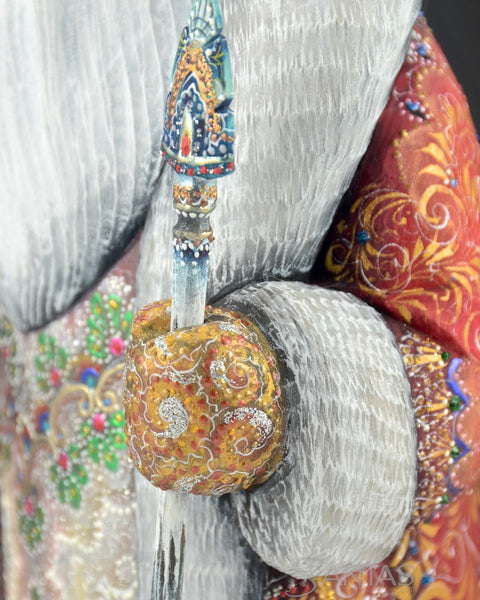 Snow Frosted Decorative and Ornamental Russian Santa 12.5 inches