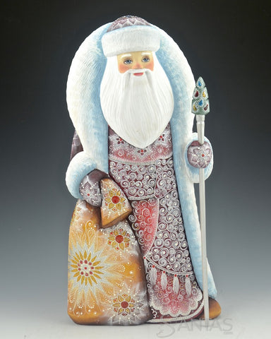 Burgundy and Gold Decorative Russian Santa 12.5 inches