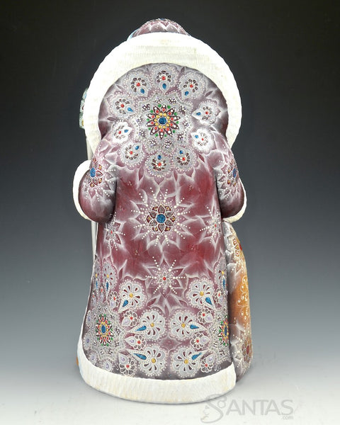 Burgundy and Gold Decorative Russian Santa 12.5 inches