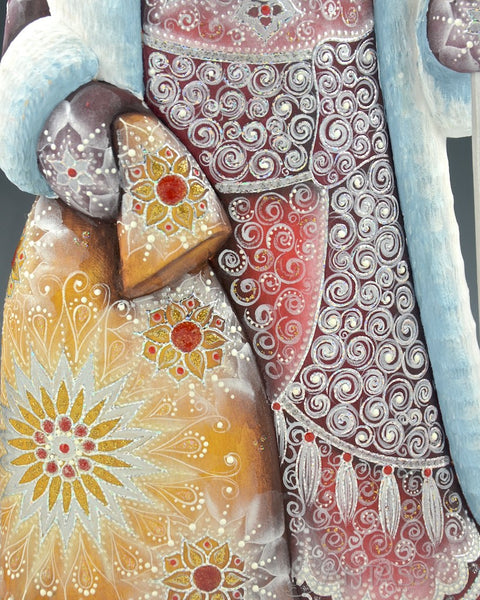 Burgundy and Gold Decorative Russian Santa 12.5 inches