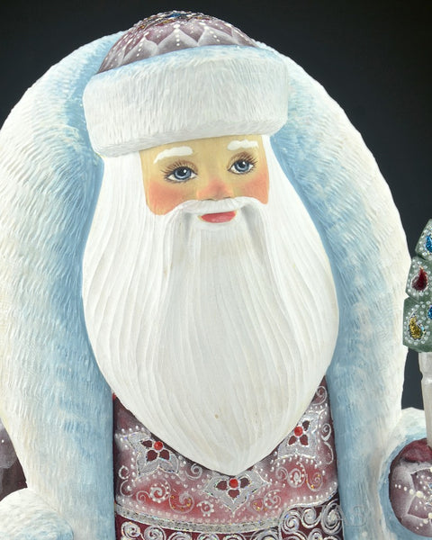 Burgundy and Gold Decorative Russian Santa 12.5 inches