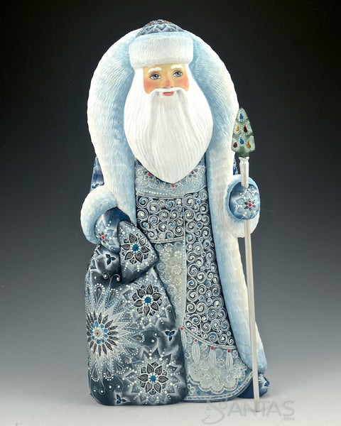 Polar Blue Frosted Decorative Russian Santa 12.5 inches
