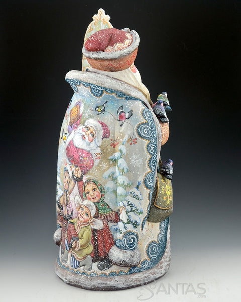 Christmas Wonderland Russian Santa with Birds and Children