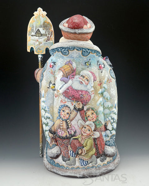 Christmas Wonderland Russian Santa with Birds and Children