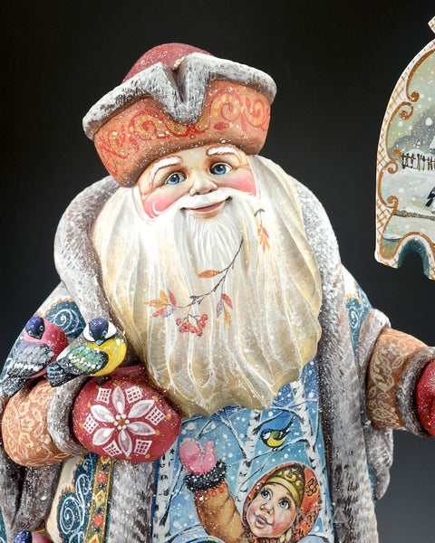 Christmas Wonderland Russian Santa with Birds and Children