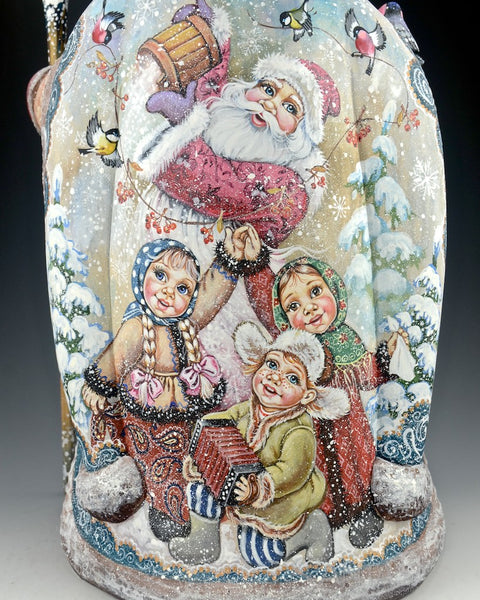 Christmas Wonderland Russian Santa with Birds and Children