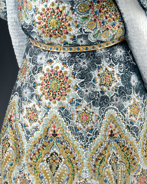 Delivering Christmas Ornate Russian Santa with Gold Toy Bag