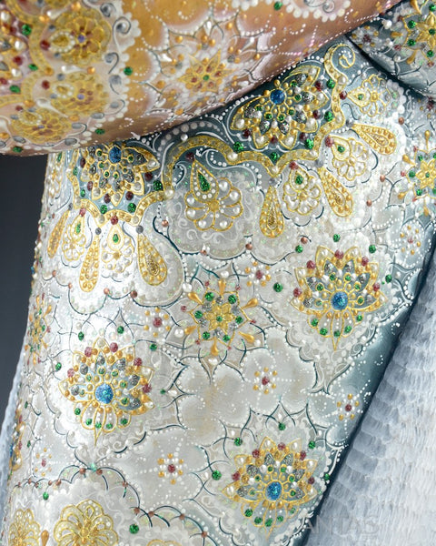 Delivering Christmas Ornate Russian Santa with Gold Toy Bag