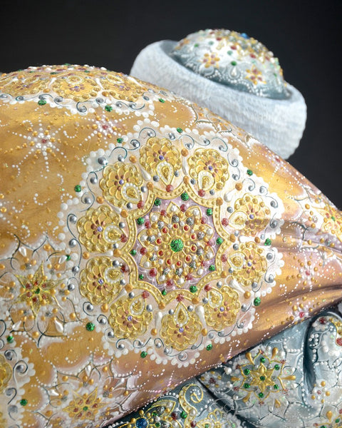 Delivering Christmas Ornate Russian Santa with Gold Toy Bag