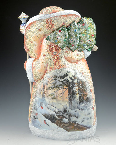 Ornate Russian Santa with Moose and Wilderness Scenes 14 inch