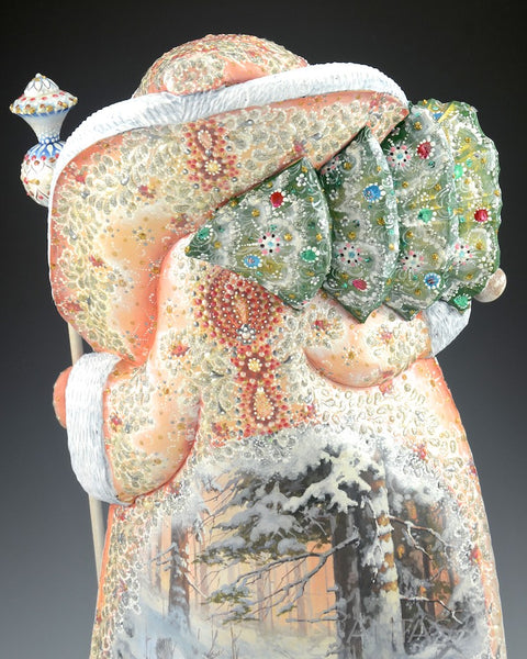Ornate Russian Santa with Moose and Wilderness Scenes 14 inch