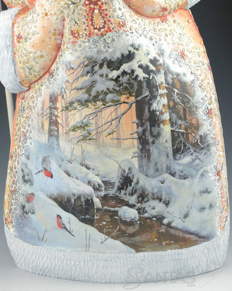 Ornate Russian Santa with Moose and Wilderness Scenes 14 inch