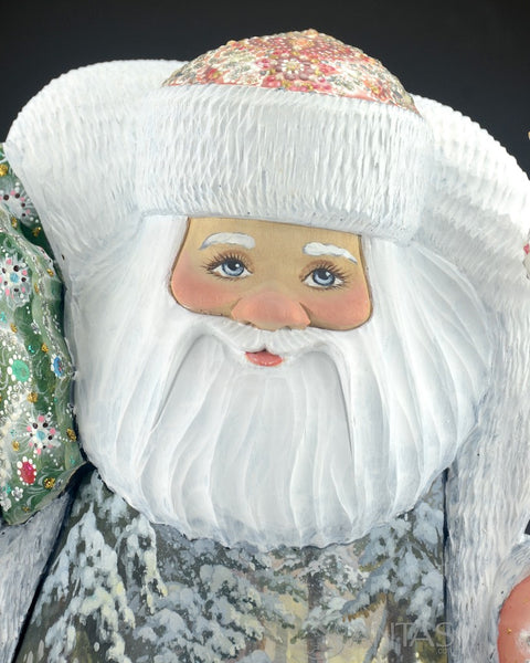 Ornate Russian Santa with Moose and Wilderness Scenes 14 inch