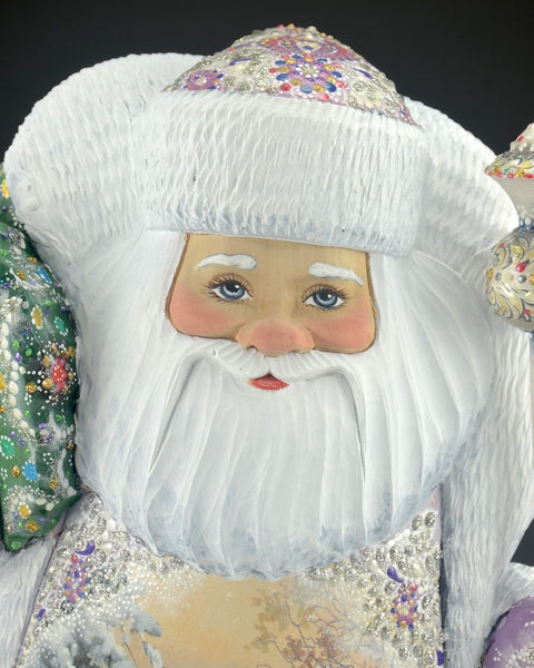 Ornate Russian Santa with Deer and Wilderness Scenes 14 inch