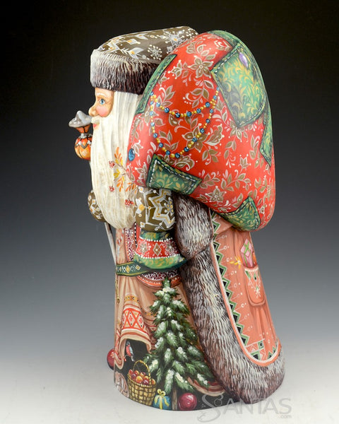Rich and Colorful Russian Santa with Toy Bag 14 inch