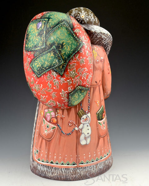 Rich and Colorful Russian Santa with Toy Bag 14 inch